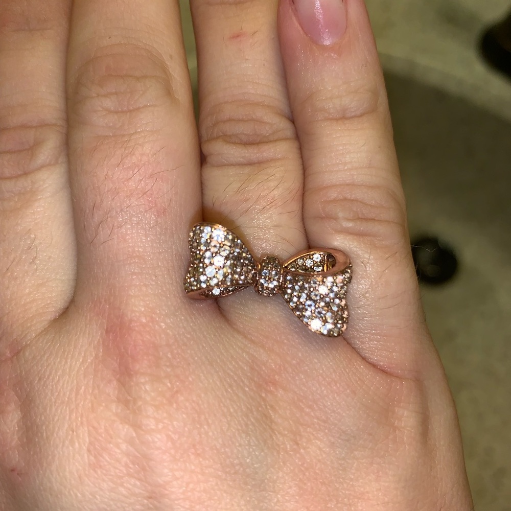 Rose gold Diamond Bow sterling Silver Ring